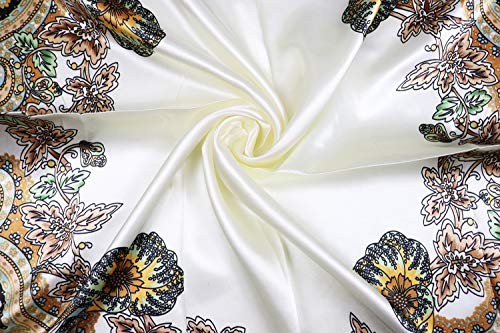 vabovin Satin Head Scarf for Women Silk Like Hair Scarf, 35 x 35 in | Silk Feel Fabric, Hair Wrap for Sleeping, Headscarf and Neck Scarf, Square Bandana Style, Fashion Accessory - color: 006 Light Yellow Cashew