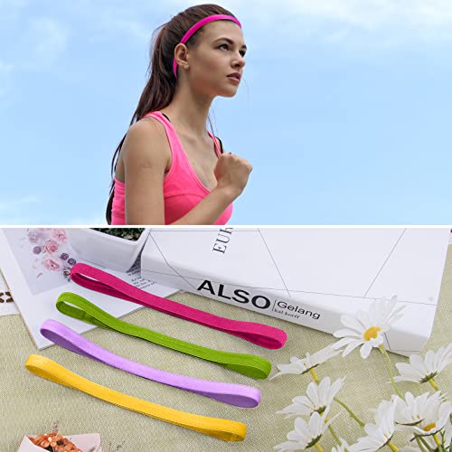 Duufin 20 Pieces Sport Headbands, Thin Non Slip Headband for Women and Girls, Elastic Headbands for Workout, Running, Yoga, Volleyball, Basketball, 1 cm Wide, 42 cm Circumference, 20 Colors - color: Light Color