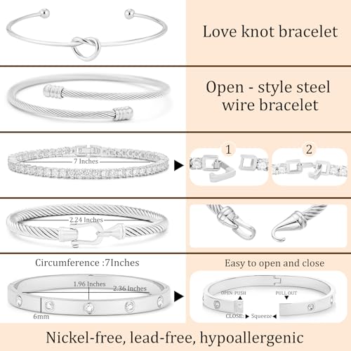 18 K Gold Plated Love Bangle Bracelet Stack Cuff Jewelry for Women Jewelry Set for Women Gift with Box - style: style18