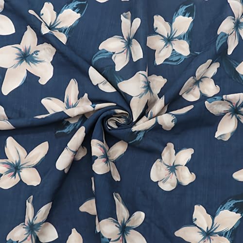 Bandanas for Women Men 21"x21" Floral Headband Scarf Versatile Hair Bandana Square Head Scarf - color: Blue Big White Flowers