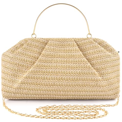 ERKOON Clutch Purse for Women Elegant Pleated Evening Bag Crossbody Shoulder Handbag Envelope Bag with 2 Detachable Chain - color: Color Blocking