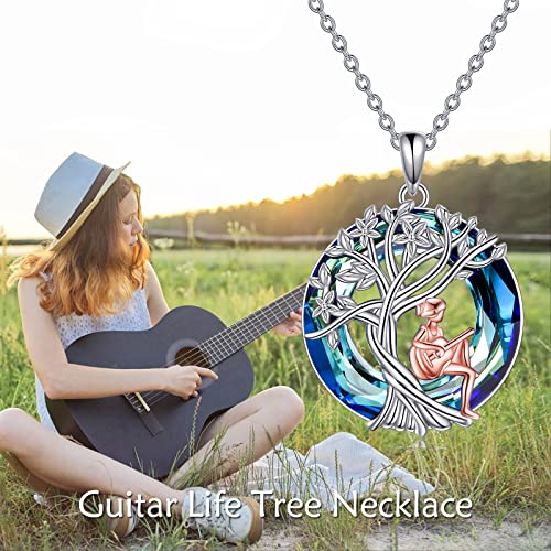 YFN Tree of Life Necklace Sterling Silver Crystal Jewelry Graduation Birthday Gifts for Women - color: Guitar