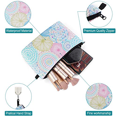 MAGEFY Makeup Bag 3 Styles Portable Travel Cosmetic Bag for Women Flower Patterns Small Toiletry Bag Sloth Gifts for Women Makeup Pouch with Black Zipper Pouch (3 packs) - color: 3 packs