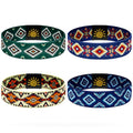 4 Pcs Surfer Beach Bracelets for Men Women Inspirational Elastic Comfy Summer Reversible Wristband Gifts Friendship Bracelets - color: Western Aztec Boho-Bracelets, size: (6.8") Small