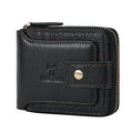 Zipper Wallet Men RFID Blocking Leather Bifold Wallets For Men - Flap ID Window Zip Coin Pocket Mens Zipper Wallets - Big Capacity Credit Card Travel Wallet (Black) - color: Black