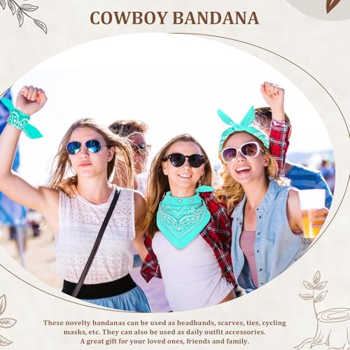12 Pack Bandanas Unisex Paisley Cowboy Bandanas Bulk Multi Purpose Headband Scarf for Men Women Costume - color: Mint Green, style: Classic