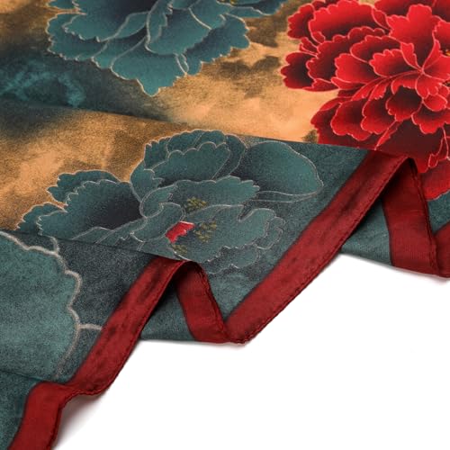 Stlvoll 27.5" Silk Neck Scarf of Women's Fashion Head Scarf Square Neck Satin Scarfs for Bag Hair Scarves Gift - color: Red/Green
