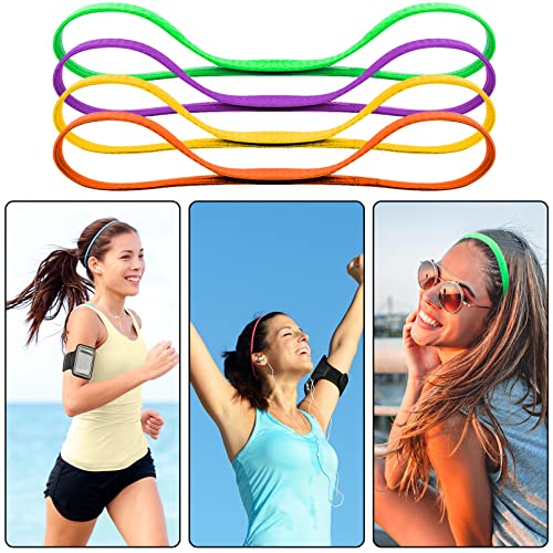 Duufin 20 Pieces Sport Headbands, Thin Non Slip Headband for Women and Girls, Elastic Headbands for Workout, Running, Yoga, Volleyball, Basketball, 1 cm Wide, 42 cm Circumference, 20 Colors - color: Light Color