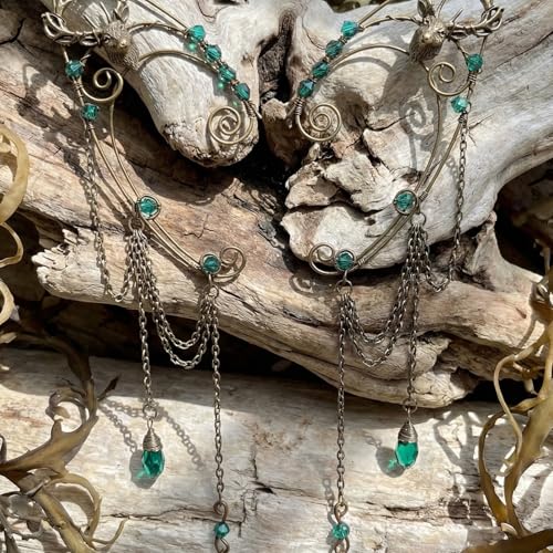 FRESHME Fairy Elf Ear Cuffs - Renaissance Costume Renfaire Non Pierced Elven Ear Climber Cosplay Medieval Fantasy Accessories - color: Bronze