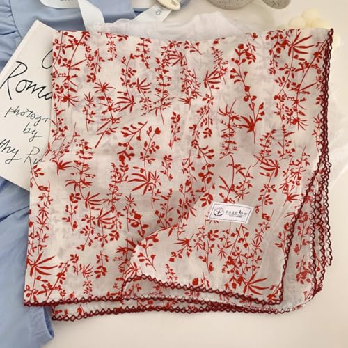 Cotton Bandana,Large Bandanas for Women,Head Coverings for Women,Head Scarf Handkerchief, Square Headband 27" x 27" - color: 27-11-foliage-red