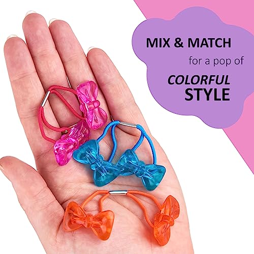 Expressions 24pc Ponytailers Hair Elastics, Mini Bow-Shaped Multicolored Twin Beads Bauble Ponytail Holders, Toddler Hair Accessories, Kids Value Pack | Fun Colorful Hair Ties for Girls, Kids & Toddlers. No-Slip Hold. Cute Bobble Ponytail Holders - color: