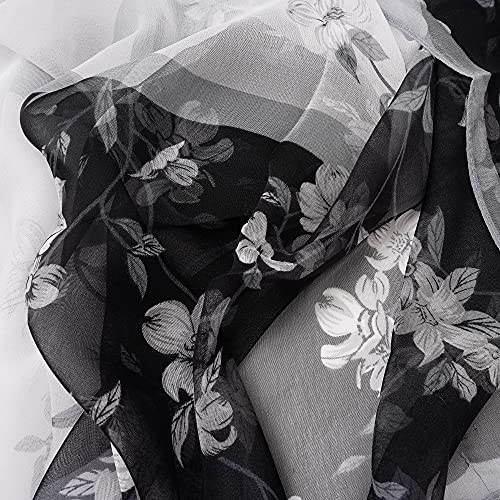 YOUR SMILE Ladies/Women's Lightweight Floral Print/Solid Color mixture Shawl Scarf For Spring Summer season - color: Black Blossom