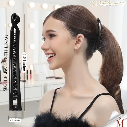 RC ROCHE 6 Pcs Banana Hair Clip Thin Hair Fine Ponytail Maker No Slip Small Claw for Women Secure Grip Jaw Clamp Cute Strong, Medium Black - color: Black