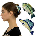 2PCS Novelty Fish Hair Clips,Cellulose Acetate Hair Clip,Funny Swordfish Green Trout Modelling Hair Accessories for Women Girls
