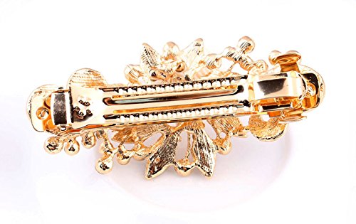 NYKKOLA Women's Multilayered Peacock Shaped Rhinestone French Barrette Hair Clip Red - color: Red