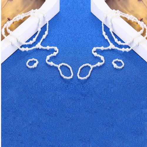 BeeSpring Pearl Anklet Barefoot Jewelry Sandals Beach Chain Toe Wedding Ankle Bracelet Elastic Hand and Foot Chain for Women (2 Sets)
