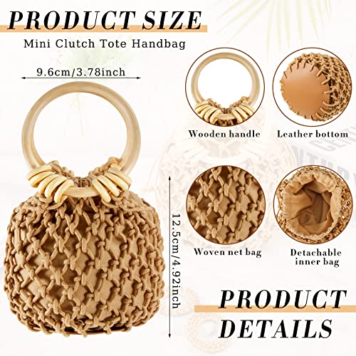 Sweetude Mini Clutch Tote Handbag 2 Pairs Rattan Earrings for Women Crossbody Bag Bohemian Woven Clutch Bucket Handbag - style: Classic