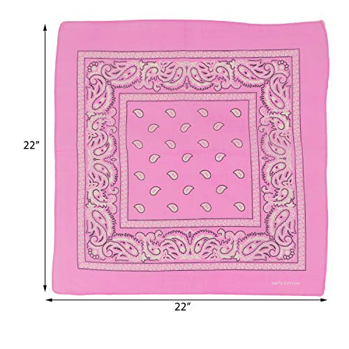 Motique Accessories 22 Inch Cotton Paisley Bandana - color: Light Pink