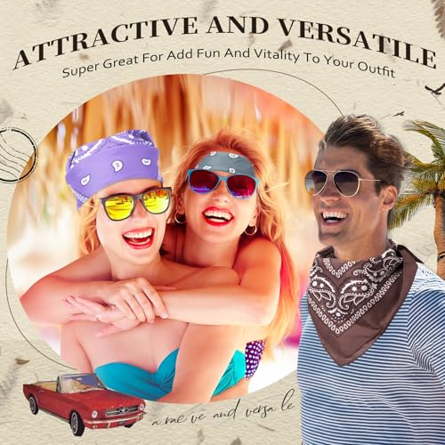 Suhine 24 Pcs Bandanas Bulk for Women Men 22 x 22 Inch Paisley Outdoor Headband Cowboy Handkerchief Summer - color: 12 Colors C