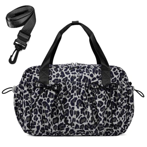 ECOHUB Small Gym Bag for Women, Mini Gym Duffle Bag with Wet Compartment, Bowknot Sports Bag, Cute Gym Tote Bag Dance Yoga Workout Travel Bags Gray Leopard Print - color: Gray Leopard Print