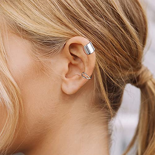 ChicSilver 925 Sterling Silver Ear Cuff Earrings Non Piercing Clip on Cartilage Cuff Earrings for Women - style: D: 10mm Simple Cuff