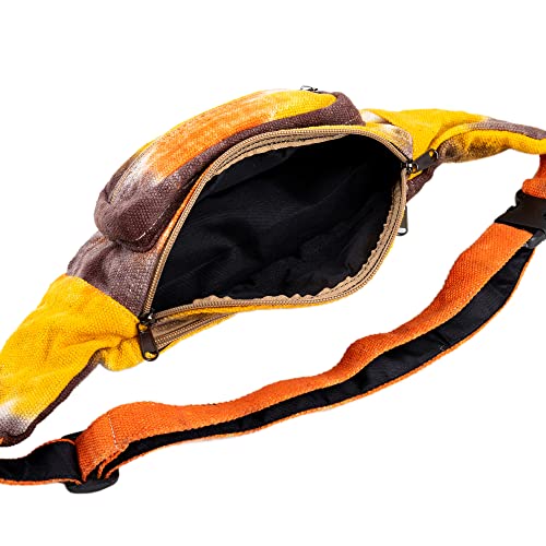 Freakmandu Eco-Friendly Boho Hippie Style Hemp Fanny Pack Cross Body Hip Waist Bag for Hiking Running Jogging (Fall Trip) - color: Fall Trip