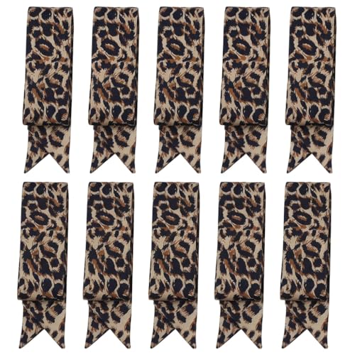 10 Pcs Long Thin Small Skinny Scarf Satin Neck Tie Ribbon Choker for Women Girls - color: Leopard