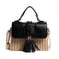 Straw Crossbody Bags for Women Summer Straw Clutch Bag Woven Beach Purse Vacation Handbags | Straw - color: D Black