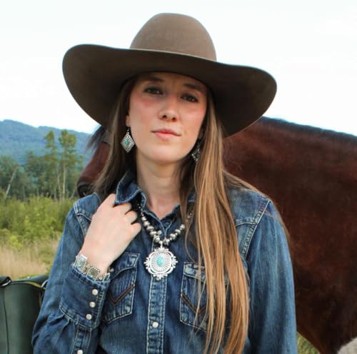 Rustic Couture's Western Earrings for Women Cowgirl Country Concho Dangling Western Statement Jewelry - color: G-Turquoise