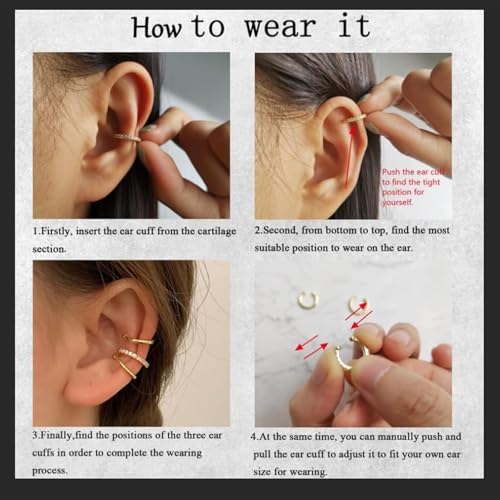 Ear Cuffs Non Piercing 14K Gold Plated Ear Cuff Earrings for Women Trendy Clip on Cartilage Earring Stacks Non Pierced Adjustable Fake Earrings Set Jewelry - color: A3:Gold Ear Cuff