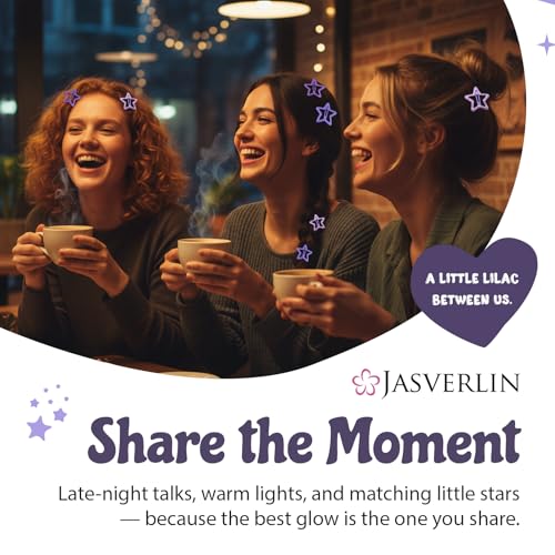 JASVERLIN 36 Pcs Star Hair Clips, Y2k Cute Snap Barrettes for Women Thin Thick Hair, Colorful Kawaii Girls Rave Accessories Glitter Non Slip Metal Hairclips Assorted Sizes (Purple) - color: Purple