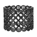 EVER FAITH Art Deco Love Knot Wide Stretch Bridal Bracelet Austrian Crystal - color: Black Black-Tone