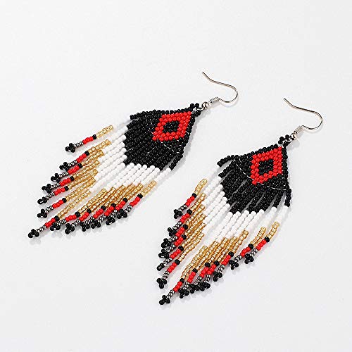 Women Jewellery 4 Pair Multicolor Nation Bohemian Style Tassel Earrings Handmade Beaded Jewelry