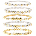Gold Bracelets for Women Stackable 14K Gold Silver Plated Beaded Bracelets Stack Elastic Stretch Non Tarnish Bead Ball Stack Stretch Adjustable Dainty Jewelry Trendy Prom Gifts for Women - color: Gold Silver