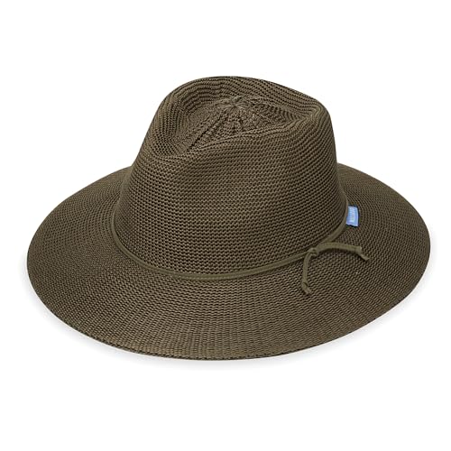 Wallaroo Hat Company Women's Victoria Fedora – UPF 50+ UV Protection, Wide Brim, Packable & Adjustable Sun Hat - color: Olive, size: Medium