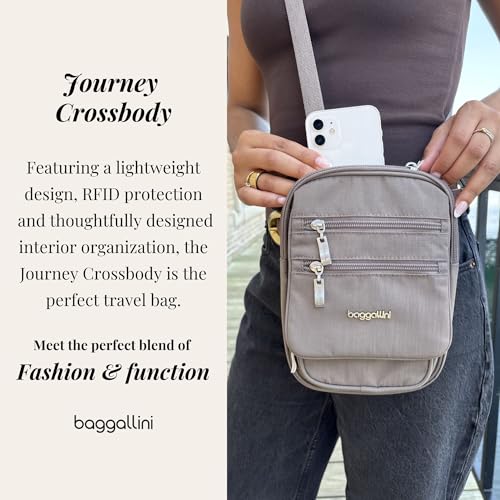 Baggallini Journey Crossbody Bags for Women 9x6 Small Lightweight Travel Handbag W/RFID - color: Dusty Mauve