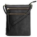 DELUXITY Crossbody Purse Bag Shoulder Bag Multi Pocket Zipper Purse - color: Black
