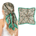 Pistha Head Scarf Bandana for Women, Satin Scarf for Hair, Large Square Silk Bandana Headscarf for Women and Men 35 Inch - style: Flower-green