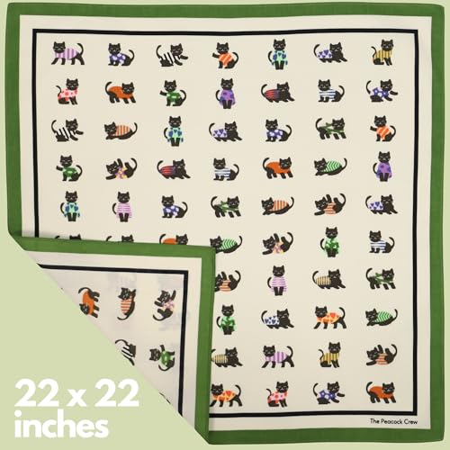 The Peacock Crew Premium Soft Cotton Bandanas Pack for Men and Women Paisley 22 x 22 inches - color: Pack of 2 Meow Tropolitan