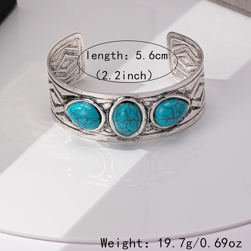 Western Bracelets for Women Vintage Chunky Turquoise Cuff Bracelet Turquoise Country Bracelets Adjustable Boho Cuff Bracelet Western Country Costume Jewelry Accessories - style: style1