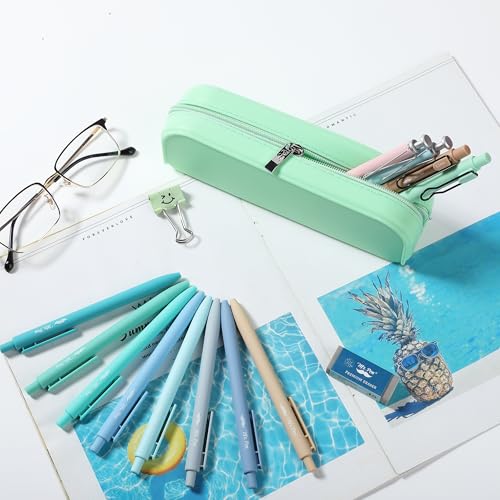 Mr. Pen- Silicone Pencil Case, Aesthetic Pencil Bag for Women, Makeup Pouch | Multifunctional Pouch for Stationery, Cosmetics and Electrical Goods Storage - color: Mint Breeze
