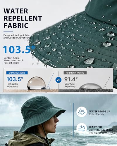 Water-Resistant Sun UPF 50+ Bucket Hat Protection Packable Brimmed Boonie for Women Men Summer Lightweight Hiking Outdoor Cap - color: Blue Gray