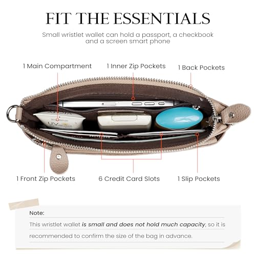 befen Genuine Leather Wristlet Clutch Wallet Purses with RFID Blocking, Small Crossbody Bags Shoulder Handbag for Women - color: Nude