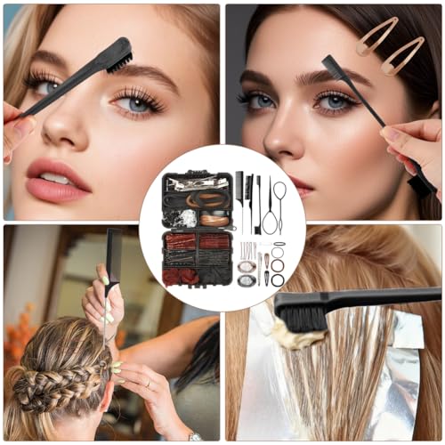 163Pcs Dance Hair Accessories Kit, Hair Nets for Buns,Bobby Pins for Women Girls,Hair Pins Kit, Combs&Brushes, Loo-p Tools,Professional Dance Performance Kit w/Storage Box(Black,Size:multi size)