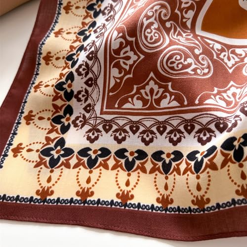 35" Head Scarf Large Square Scarf Like Cotton Hairscarf Fashion Scarves Bandana Night Sleeping Wraps for Women B01 - color: Coffee Paisley