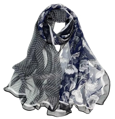 Xyueanlo Fashion Scarves for Women Lightweight Elegant Scarf Sunscreen Wraps Shawls - color: Orchid Navy Blue