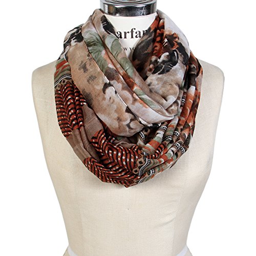 Scarfand's Romantic Rose Prints & Floral Patterns Lightweight Infinity Fashion Scarves Wraps - color: Romantic Tan
