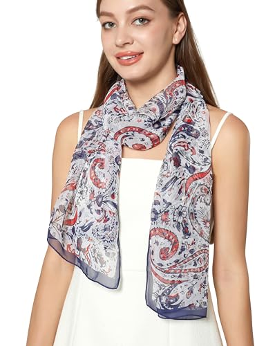 PANTONIGHT Long Chiffon Fashion Scarf Lightweight Chiffon Sheer for women - color: Blue