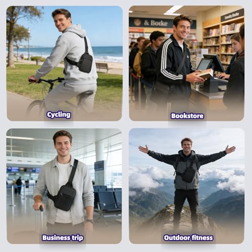 Lightweight Water-Resistant Crossbody Bag, Multi-Pocket Organizer for Phone, Keys, Essentials - Unisex Mini Sling Pack for Hiking, Commute, Cycling