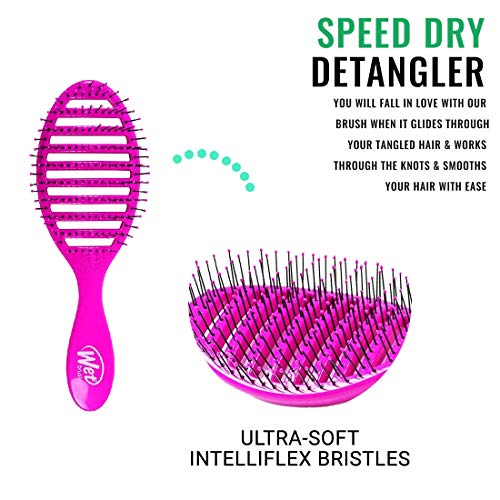 Wet Brush Speed Dry Detangler (Pink)- Ergonomic, Heat Flex Bristles, Blow Dry, Detangling Knots, Snag-Free, Anti-Static Brush for All Hair Type (Pack of 2) - color: Pink, size: 1 Count (Pack of 2)